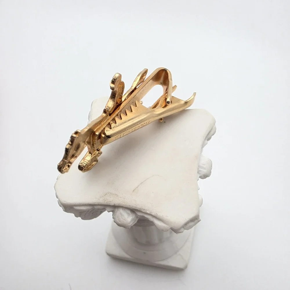 Vtg Tie Clip Bar Clasp Jockey Rider & Horse Gold Tone‎ Patent 2853761 FREE $HIP!